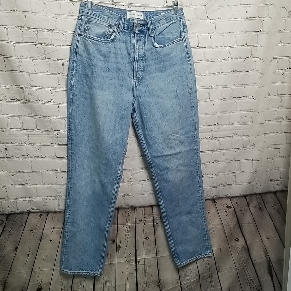 Denim Forum Blue button Fly 100% cotton BF High Rise Loose Jeans Size 29 EUC